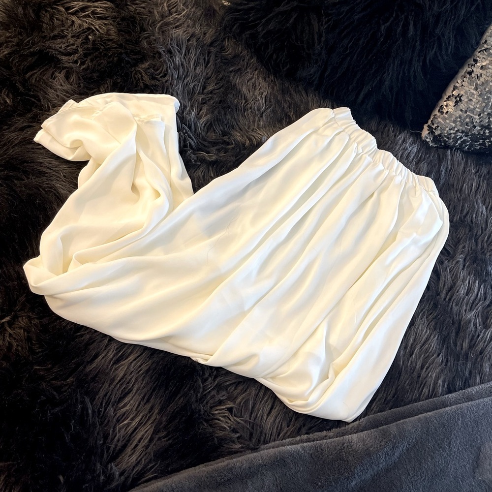 Sheer lined ivory cream maxi skirt small